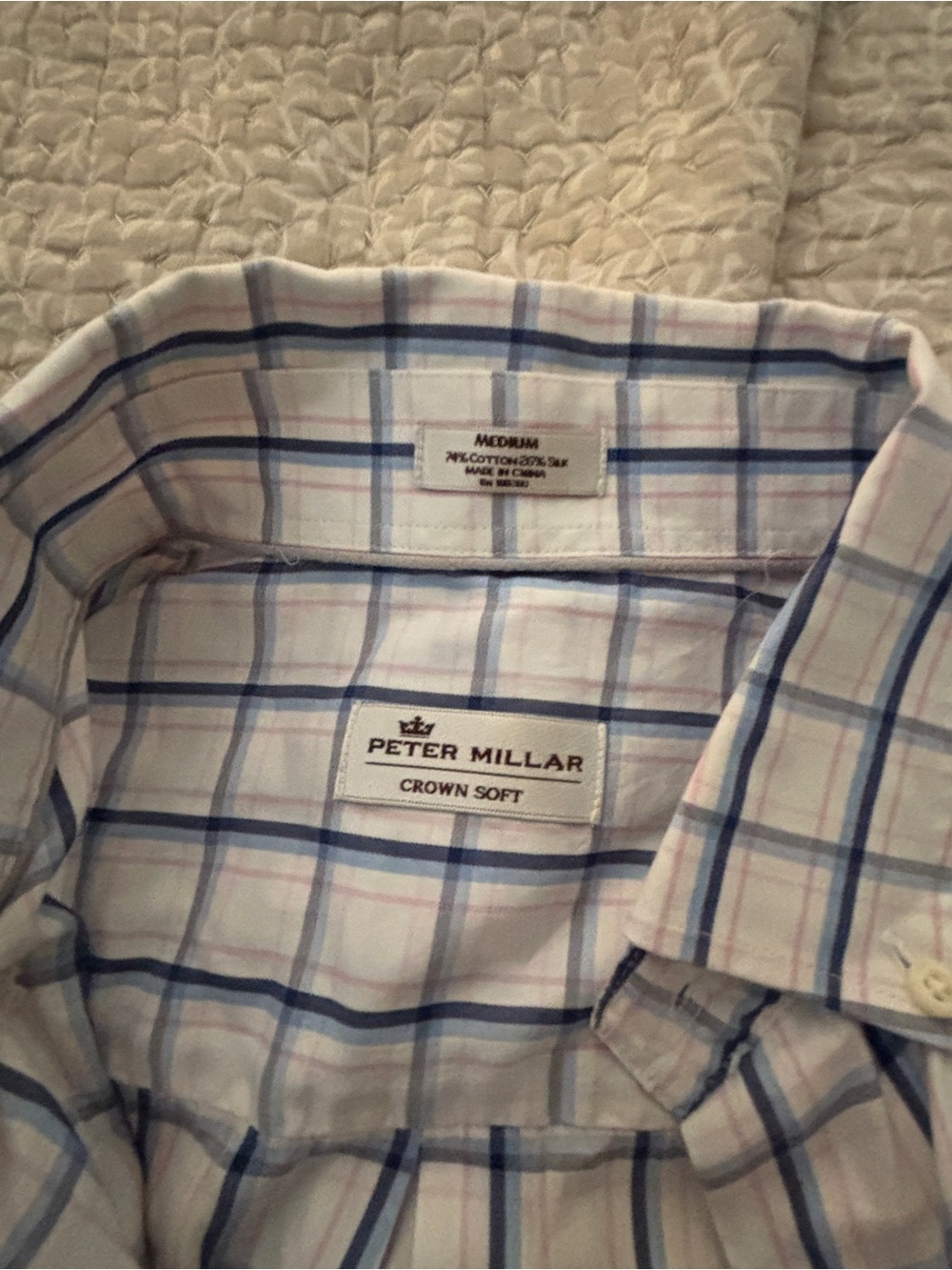 Peter Millar Plaid Crown Soft Button-Down Shirt in White, Blue and Pink